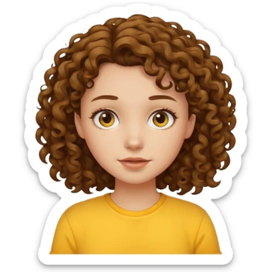 curly haired girl with yellow shirt sticker