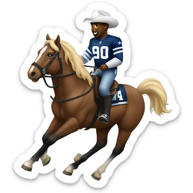 Dallas Cowboy player riding a pony sticker