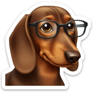 Brown Dachshund with glasses sticker