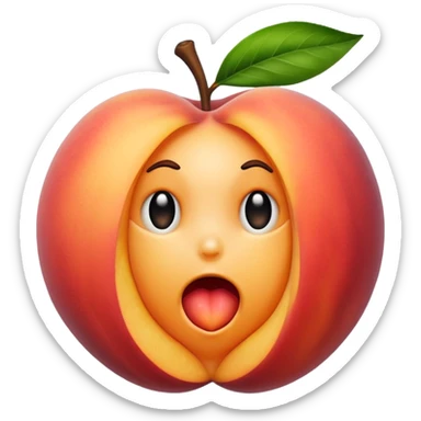 A peach that someone has took a little bite out of sticker