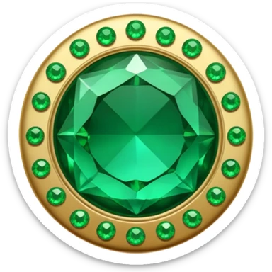 Create a custom emoji badge featuring a stylized, letter “S”. Theme it according to the Emerald rank from League of Legends. Use deep green gemstones, bright emerald glows, and polished metallic framing. Luxurious and clean.
 sticker