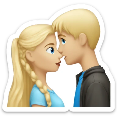 Blonde girl kiss blonde boy, all have blue eyes  sticker