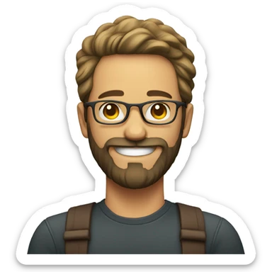 smiling man with beard and glass in 30s   sticker