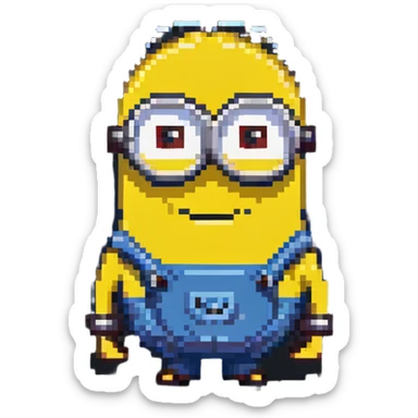 smiling Minion pixel art character sticker