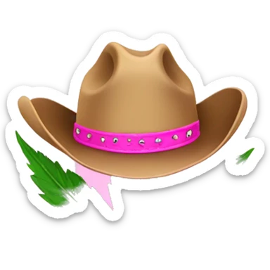 weed leaf with pink cowgirl hat sticker