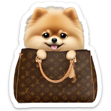Pomeranian In a Louis Vuitton bag￼ sticker