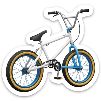Professional BMX bicycle with small tires, high handlebar, strong frame, sports equipment, extreme sports bike sticker