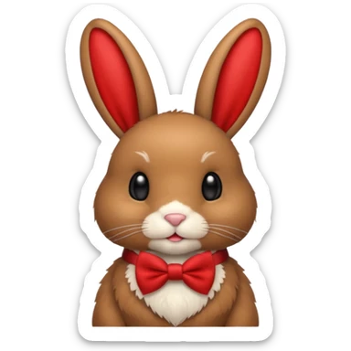brown bunny with red bowtie sticker