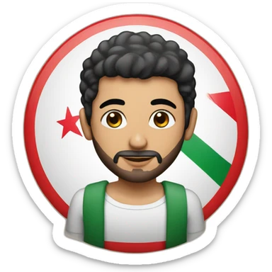 a tunisian guy with with Palestine tatto sticker