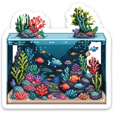 aquarium with coral and sea creatures sticker