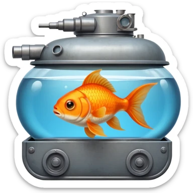 goldfish as a tank commander peeking out of a tank hatch, iOS emoji style sticker