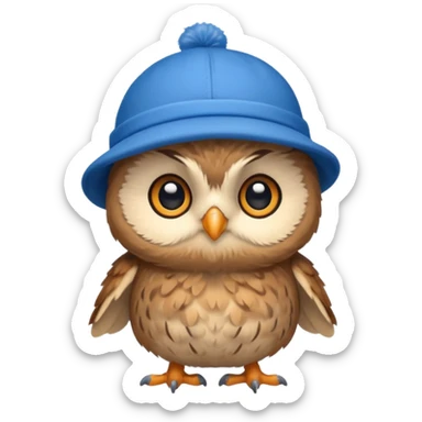 blue hats, baby owl sticker