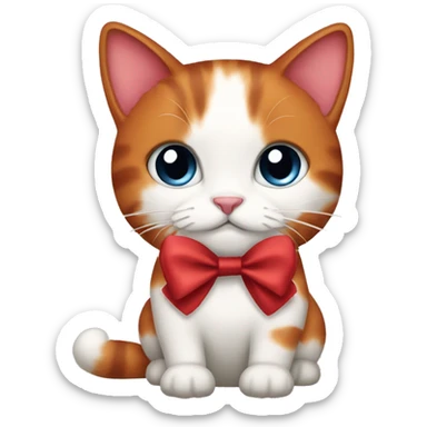red bow and calico cat sticker