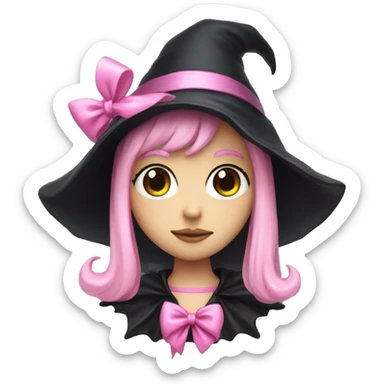 black heart witch chain and pink bow sticker