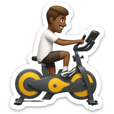 Design an emoji of a person on a stationary bike that is a superstar sticker