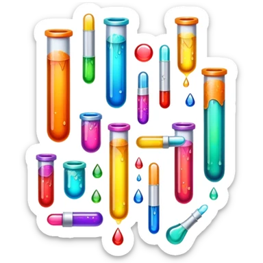 Create an icon that represents decorative arts using epoxy resin in tubes. The design should feature colorful tubes of resin, including fluorescent resin tubes, with visible drops or strokes of resin being applied to create intricate designs. Include examples of finished resin jewelry or decorative pieces, such as pendants, rings, or abstract art. The composition should feel vibrant and artistic, highlighting the creative and glowing nature of resin crafting. The background should be transparent. sticker