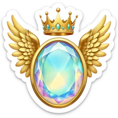 Big opal  gemstone award-in-frame-decorated-with-big-golden-angel--wings and crown sticker