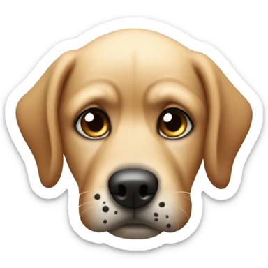 a dog with folded ears, totally black spots around eyes, short hairs, long mouth and small eyeballs looking up in awkward feelings sticker