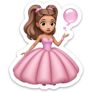 Ariana grande rehearsing for wicked in a pink bubble gown  sticker