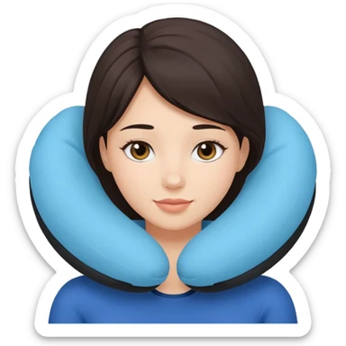 woman using travel pillow  sticker