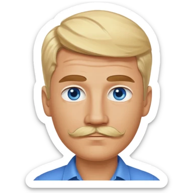 normal emoji 👨🏼 guy with blond hair, mustache, and blue eyes. No shoulders or neck. Just head. Hair a little mussed and stylish sticker