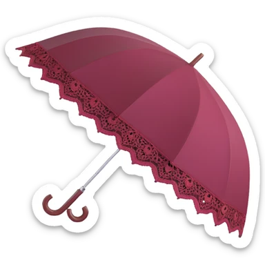 burgundy umbrella with a lace trim in 3D emoji style sticker
