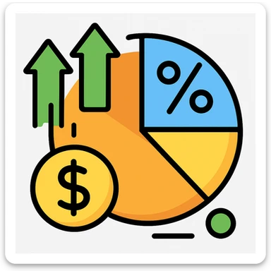 emoji of a pie chart with arrows and a dollar sign with more variations sticker