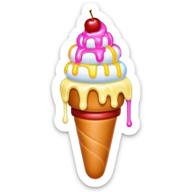 Melting neon ice cream hot dog sundae sticker