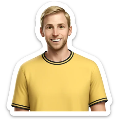 smiling boy in yellow shirt sticker