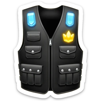 all-black bulletproof vest with a glowing outline and sparkles sticker
