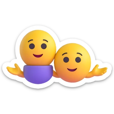 Combine these two characters as a couple, standing together in a friendly pose, keeping their original 3D Microsoft fluent emoji style, with no background. sticker