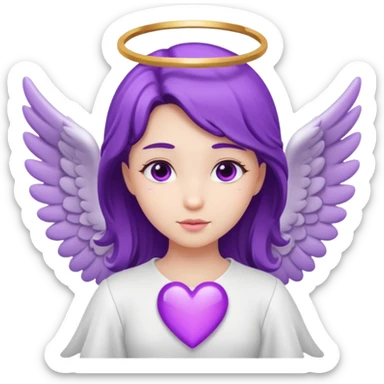 love cupid purple cute no human, an angel with heart, a withe angel sticker