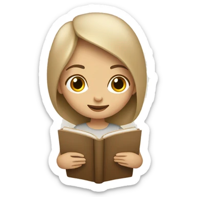Girl reading a book. In beige tones  sticker