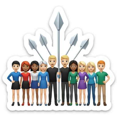 arrow going from one figure to a group of people sticker