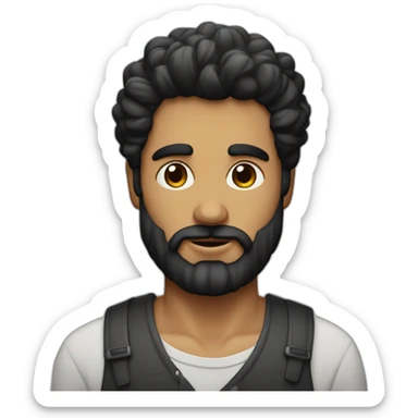 Hombre de tes morena con barba, anteojos de pasta negros y pelo largo sticker