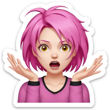 Manic ripping hair out female pink sticker