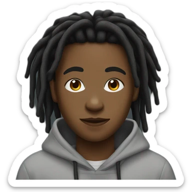 black teenager boy with black locs wearing a hoodie sticker