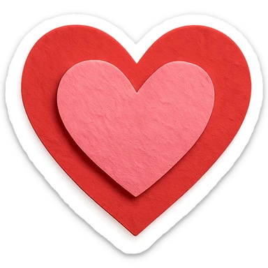 heart shape, paper craft style, red and pink layered paper sticker
