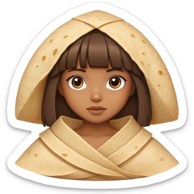 Tan girl with bangs wrapped in tortilla  sticker