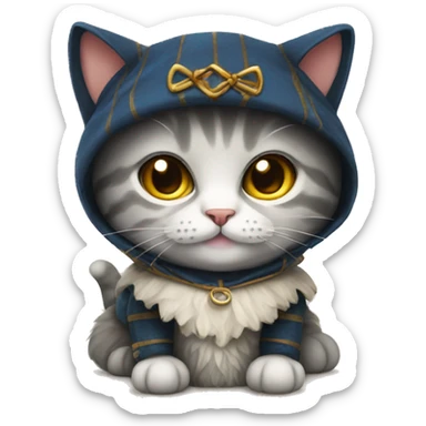Scottish cat wearing a costume sticker