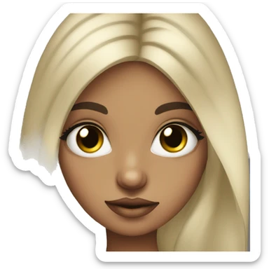 Girl with big eye long lashes dark hair nose ring sticker