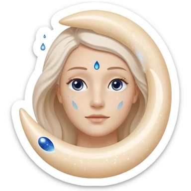 Small white CeraVe tube with blue label soft beige tip, with gentle light. Surrounded by tiny floating tear-shaped sparkles and crescent moon dust, hinting at dark circle repair. Emits a soothing blue-beige aura like a targeted eye revival spell. Compact, calming, and luminous — emoji-style. sticker