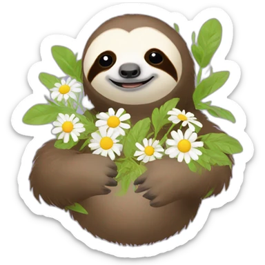 sloth with chamomile sticker