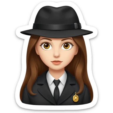 white long brunette hair girl with hazel eyes who is a spy sticker