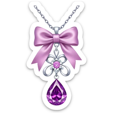 purple diamond necklace with a pink bow sticker
