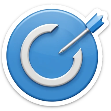 Circulo azul con una flechita adentro de color blanco sticker