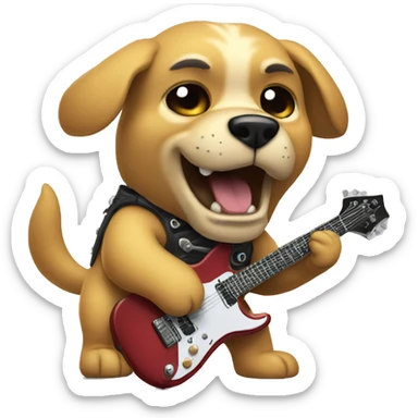 Heavy metal dog playing electric guitar sticker