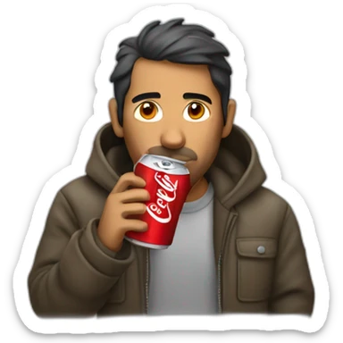 hispanic homeless man drinking coke sticker