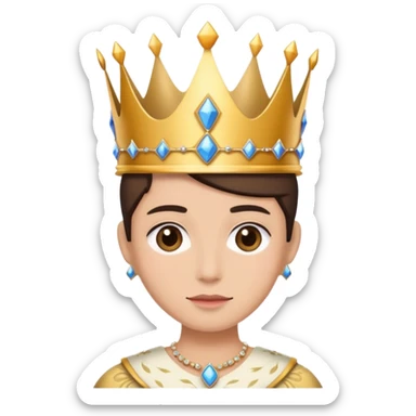 person in elegant attire attending a royal ball, with a crown and ballroom background sticker