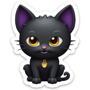 Black-Vampire-Batty-Cat-Fakémon-Cat With Bat-wings as ears  sticker